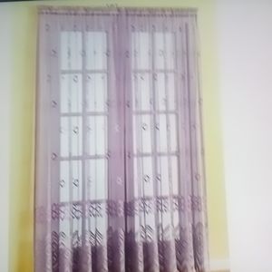 COPY - UNBRANDED new 3 roman purple lace panel curtains
